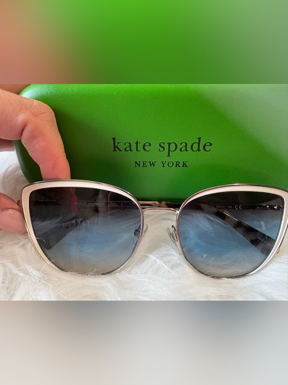 kate spade Silver Frame Sunglasses with Blue Gradient Lenses